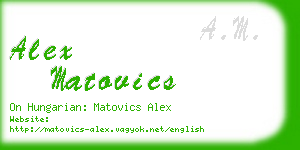 alex matovics business card